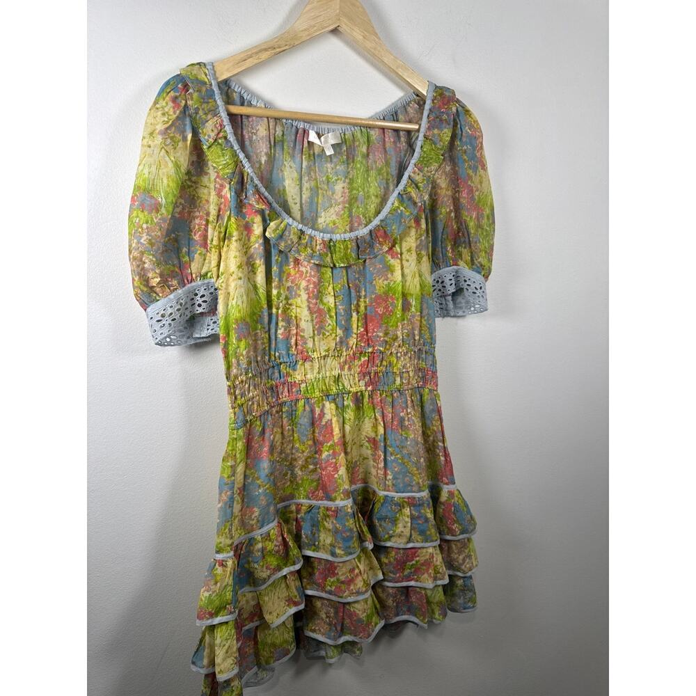 LoveShackFancy Safiya Cotton & Silk Blend Floral Tiered Prariecore Mini Dress - Picture 6 of 8